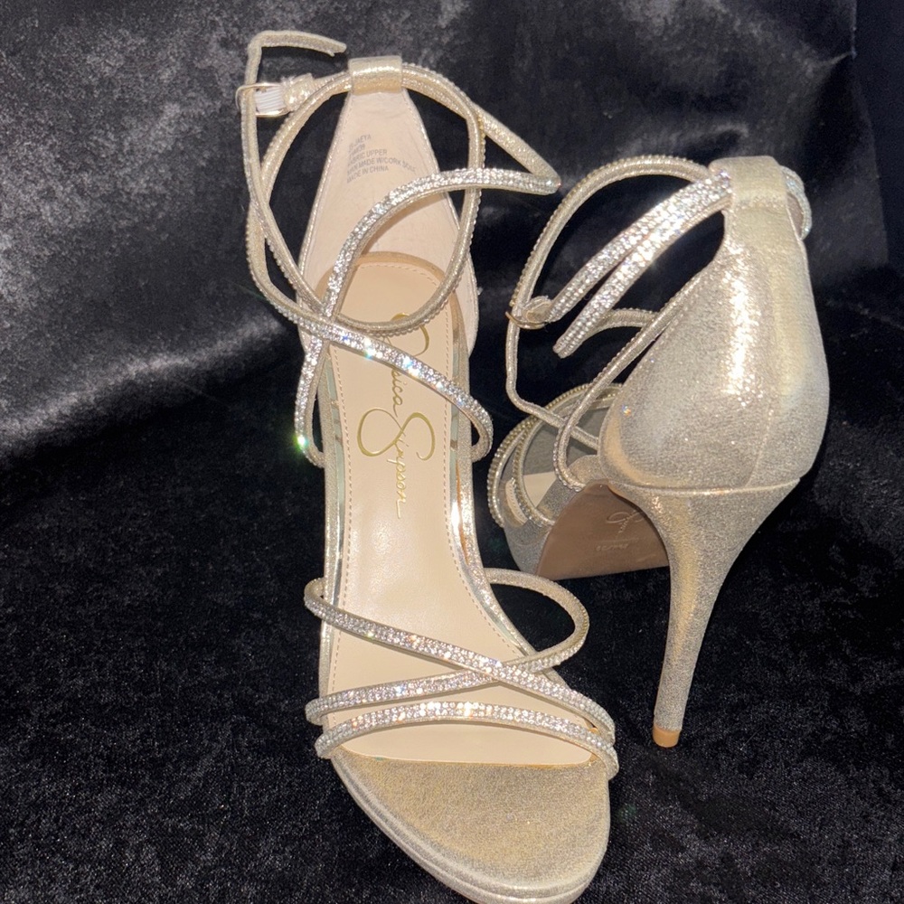 Jessica Simpson Glittering Gold Strappy Heels